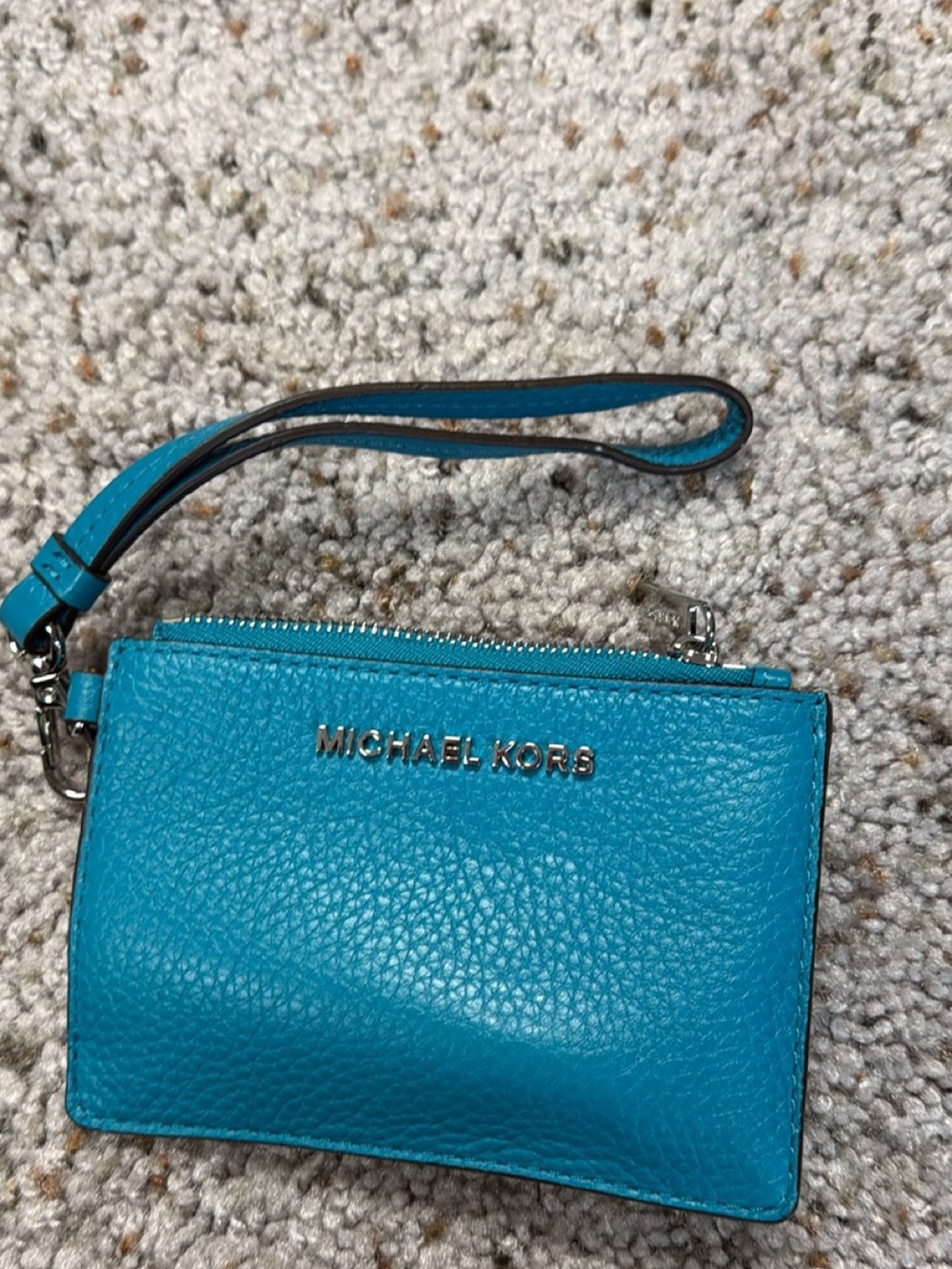 Michael Kors Turquoise Pebbled Leather Wristlet Card Case